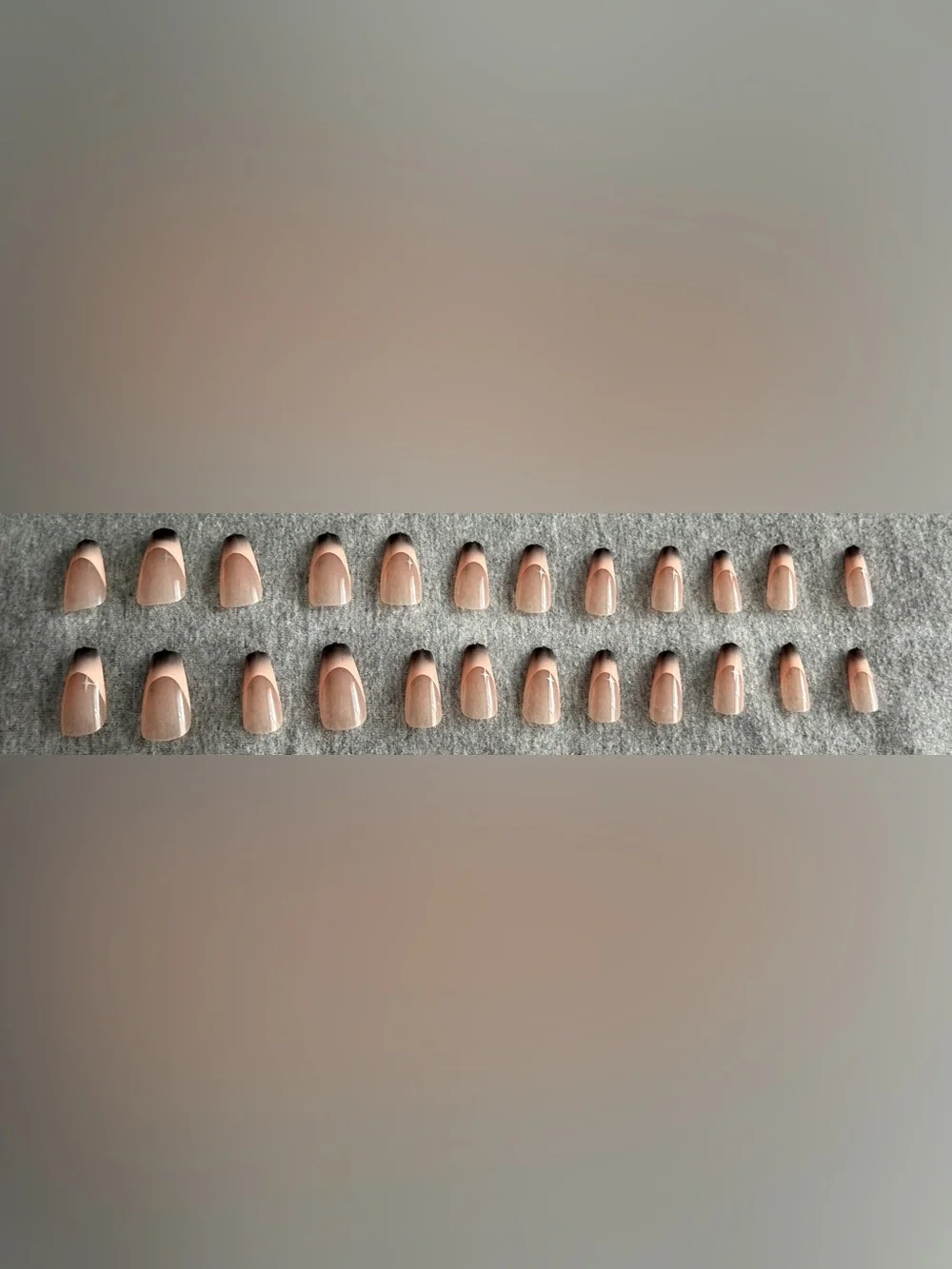 Neutral Ombre Press-On Nail Set — Nude to Black